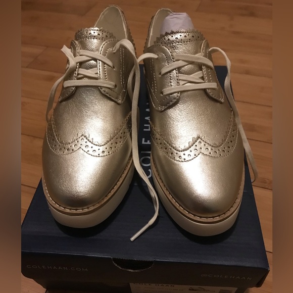 Cole Haan platform wingtip oxford - Gold metallic 5.5 - Picture 5 of 7